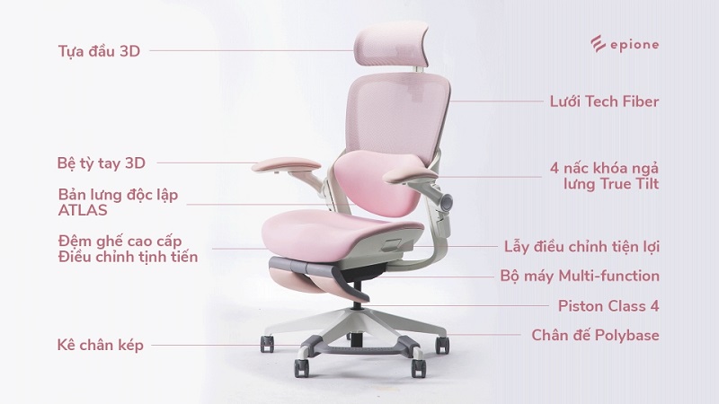 Ghế công thái học Epione Easy Chair màu hồng
